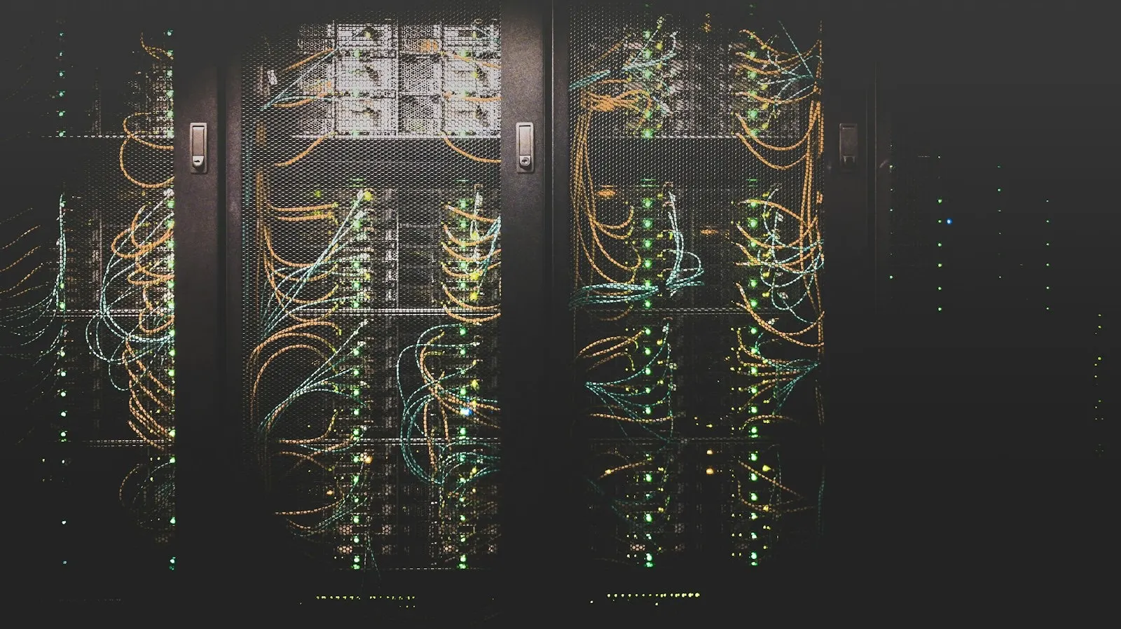 Rows of equipment in a data center